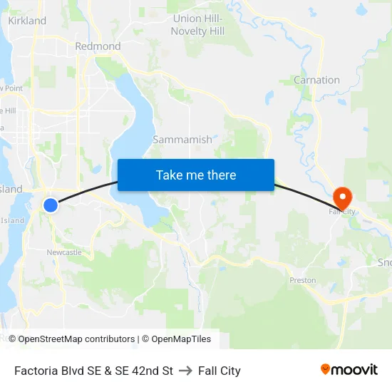 Factoria Blvd SE & SE 42nd St to Fall City map