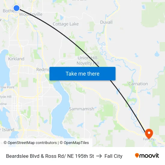 Beardslee Blvd & Ross Rd/ NE 195th St to Fall City map