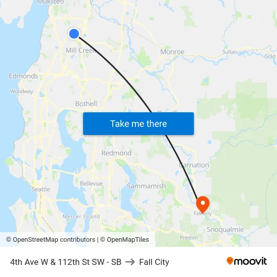 4th Ave W  & 112th St SW - SB to Fall City map