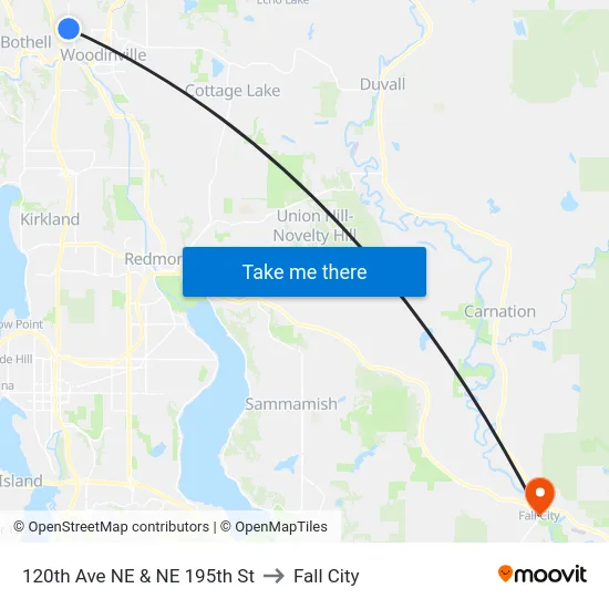 120th Ave NE & NE 195th St to Fall City map