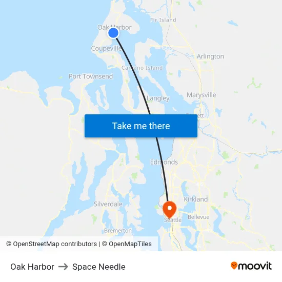 Oak Harbor to Space Needle map