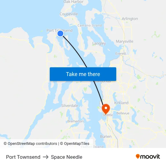 Port Townsend to Space Needle map