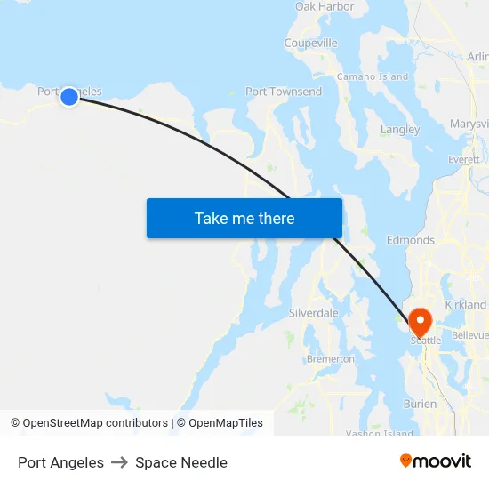 Port Angeles to Space Needle map