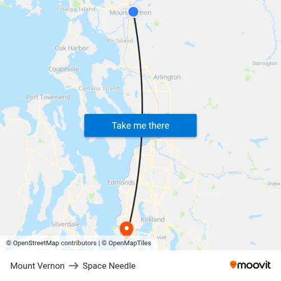 Mount Vernon to Space Needle map