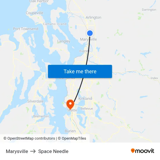 Marysville to Space Needle map