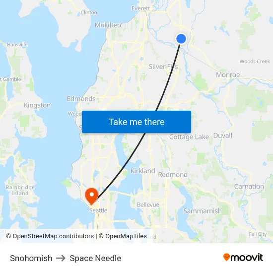 Snohomish to Space Needle map
