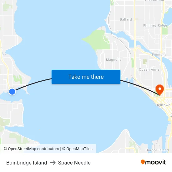 Bainbridge Island to Space Needle map