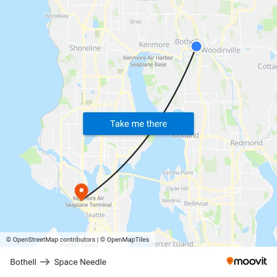 Bothell to Space Needle map