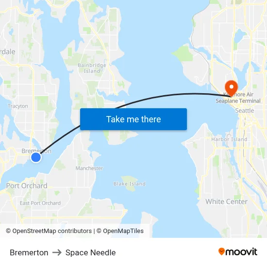Bremerton to Space Needle map