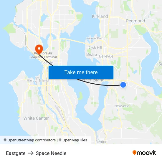 Eastgate to Space Needle map