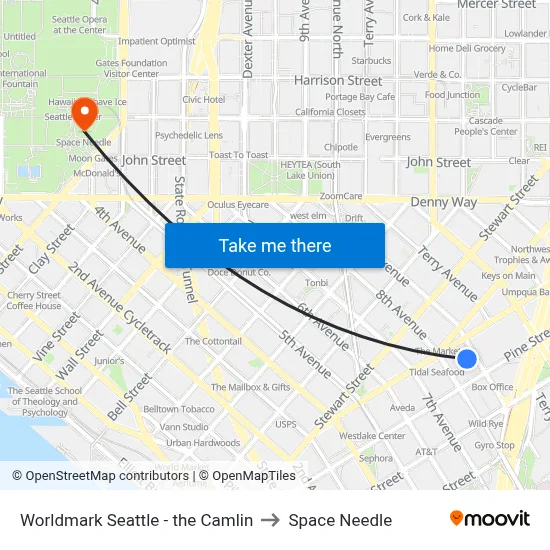 Worldmark Seattle - the Camlin to Space Needle map