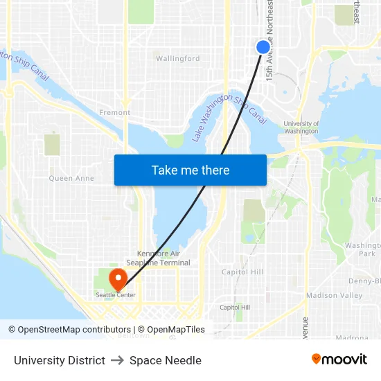 University District to Space Needle map