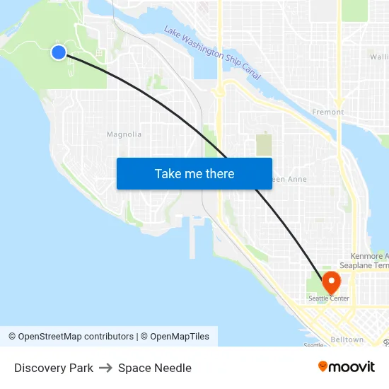 Discovery Park to Space Needle map