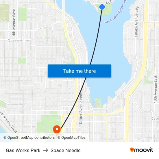 Gas Works Park to Space Needle map