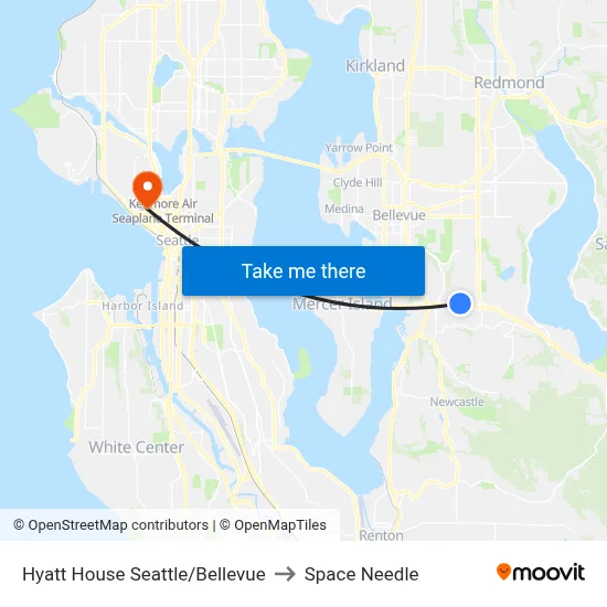 Hyatt House Seattle/Bellevue to Space Needle map