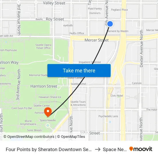 Four Points by Sheraton Downtown Seattle Center to Space Needle map