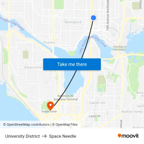 University District to Space Needle map