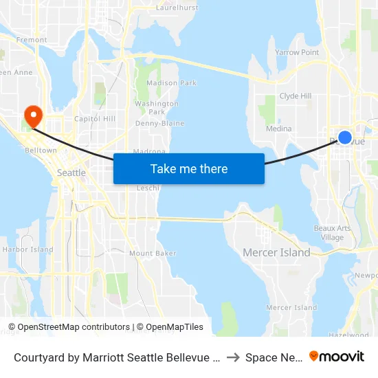 Courtyard by Marriott Seattle Bellevue Downtown to Space Needle map