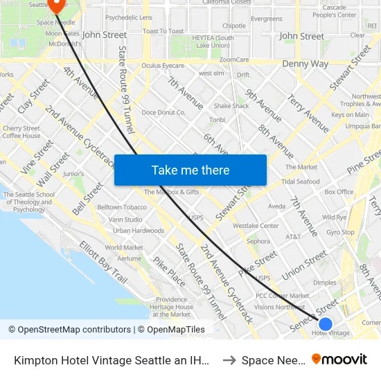 Kimpton Hotel Vintage Seattle an IHG Hotel to Space Needle map