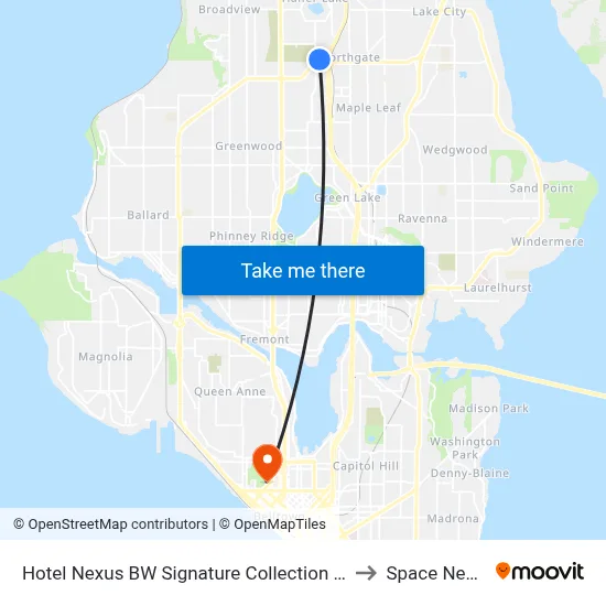 Hotel Nexus BW Signature Collection Seattle to Space Needle map