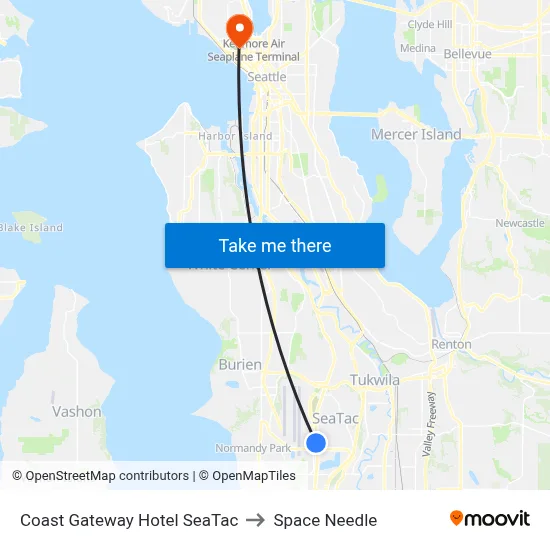 Coast Gateway Hotel SeaTac to Space Needle map