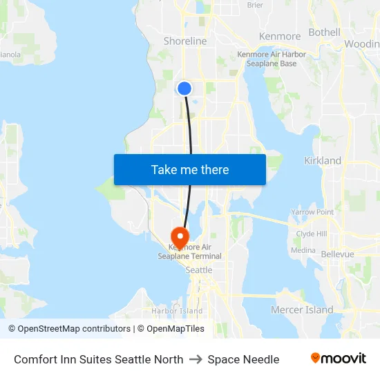 Comfort Inn Suites Seattle North to Space Needle map