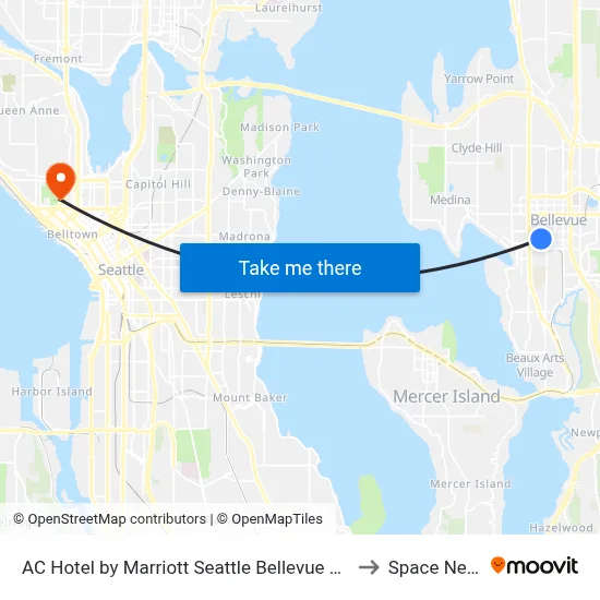 AC Hotel by Marriott Seattle Bellevue Downtown to Space Needle map