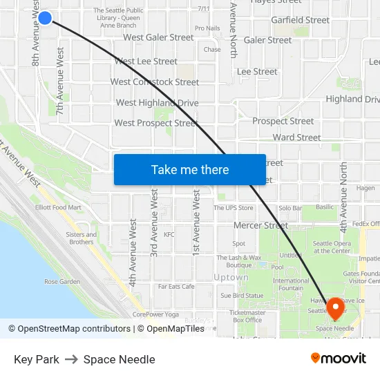 Key Park to Space Needle map