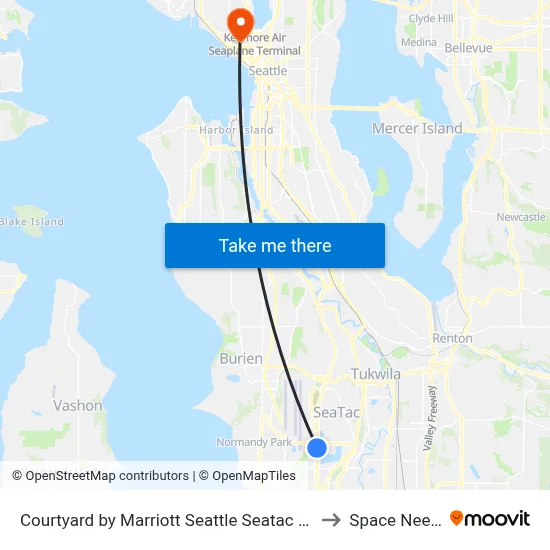 Courtyard by Marriott Seattle Seatac Airport to Space Needle map