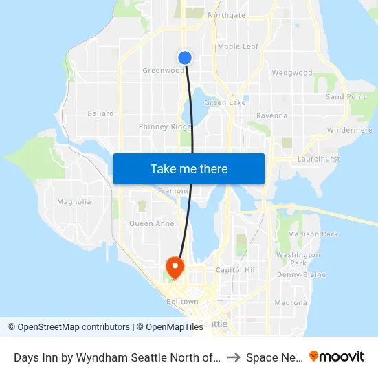 Days Inn by Wyndham Seattle North of Downtown to Space Needle map