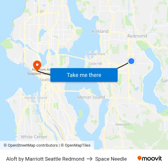 Aloft by Marriott Seattle Redmond to Space Needle map