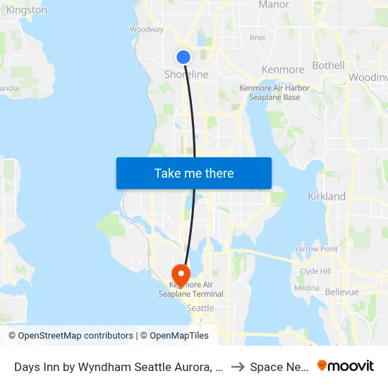 Days Inn by Wyndham Seattle Aurora, Shoreline to Space Needle map