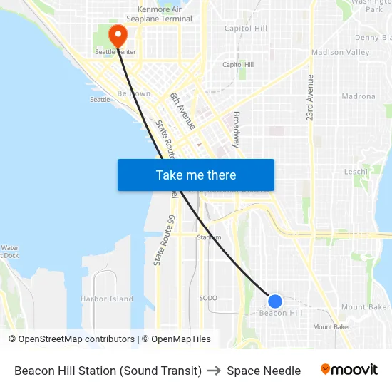 Beacon Hill Station (Sound Transit) to Space Needle map