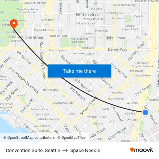 Convention Suite, Seattle to Space Needle map