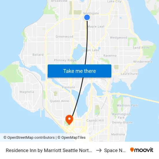Residence Inn by Marriott Seattle Northgate Station to Space Needle map