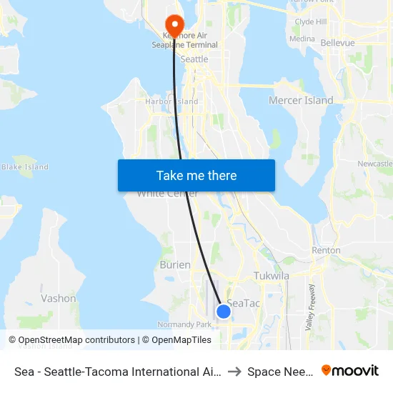 Sea - Seattle-Tacoma International Airport to Space Needle map