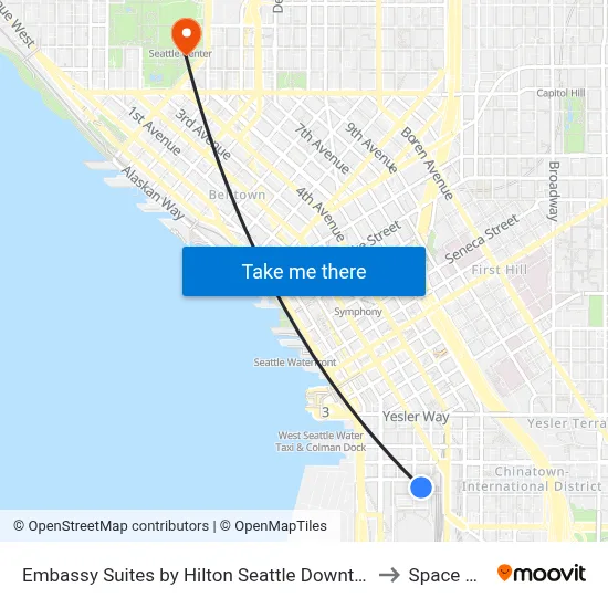 Embassy Suites by Hilton Seattle Downtown Pioneer Square to Space Needle map