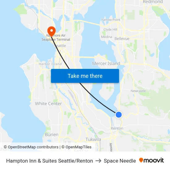 Hampton Inn & Suites Seattle/Renton to Space Needle map