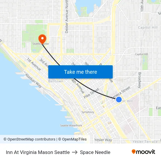 Inn At Virginia Mason Seattle to Space Needle map