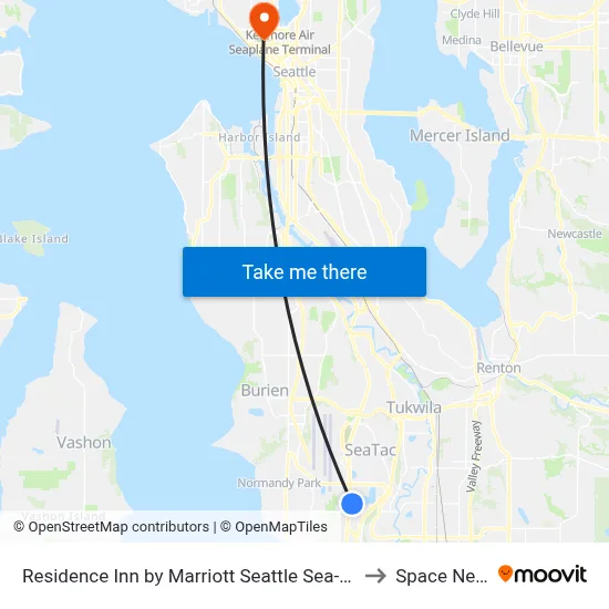 Residence Inn by Marriott Seattle Sea-Tac Airport to Space Needle map