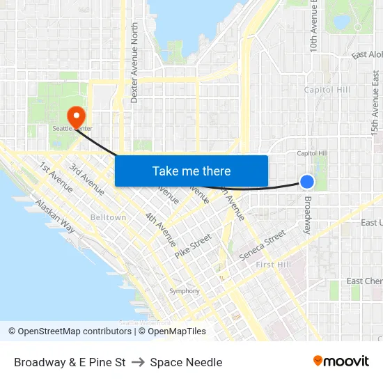 Broadway & E Pine St to Space Needle map