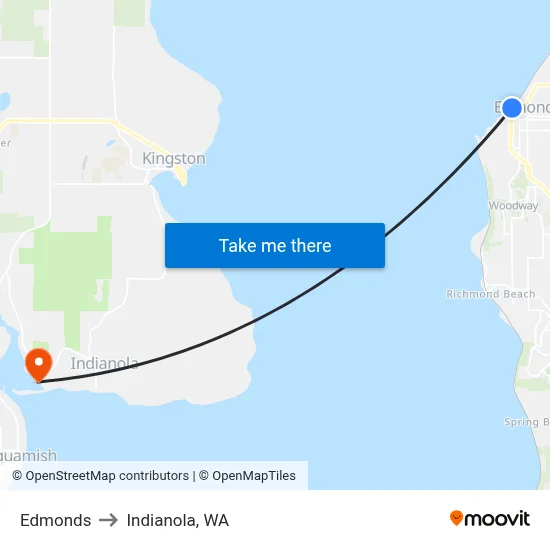 Edmonds to Indianola, WA map