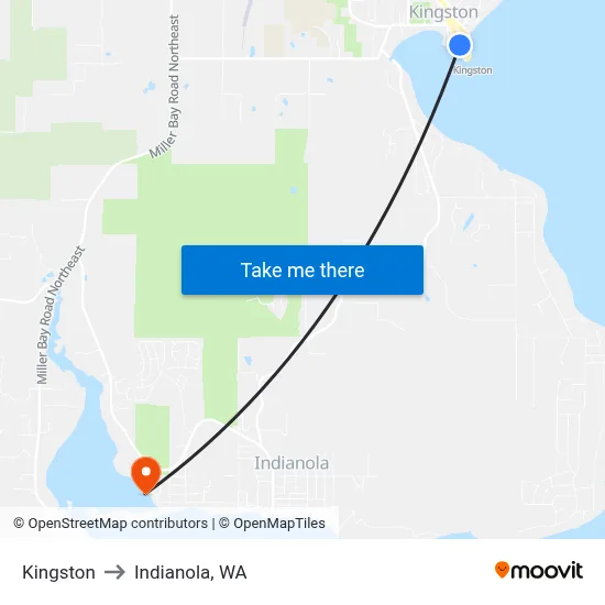 Kingston to Indianola, WA map