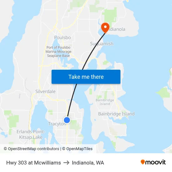Hwy 303 at Mcwilliams to Indianola, WA map