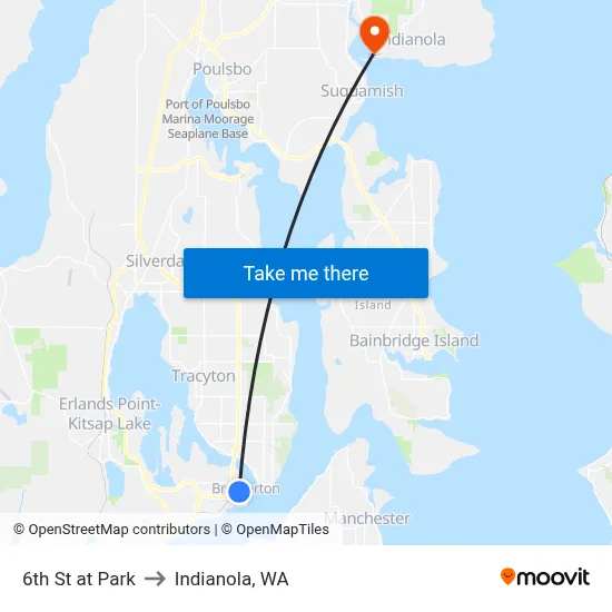 6th St at Park to Indianola, WA map
