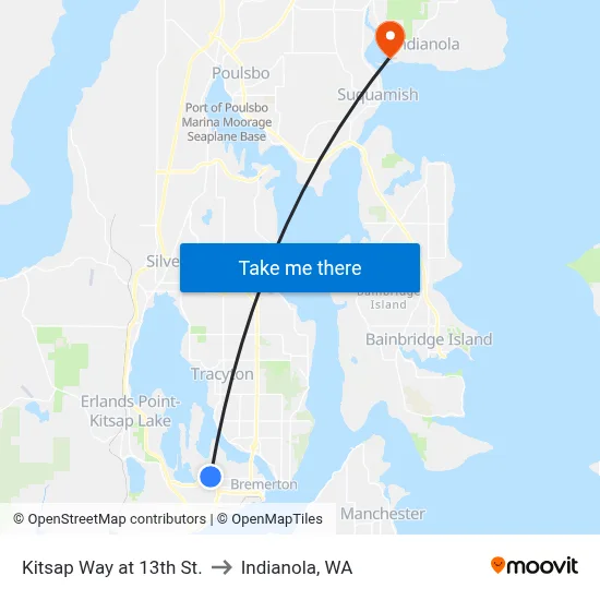 Kitsap Way at 13th St. to Indianola, WA map