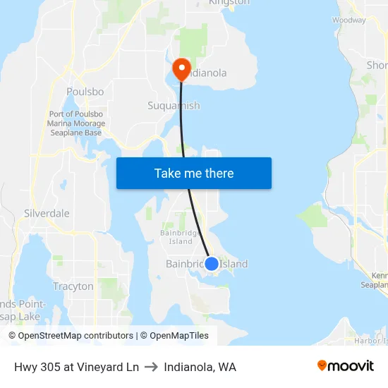 Hwy 305 at Vineyard Ln to Indianola, WA map