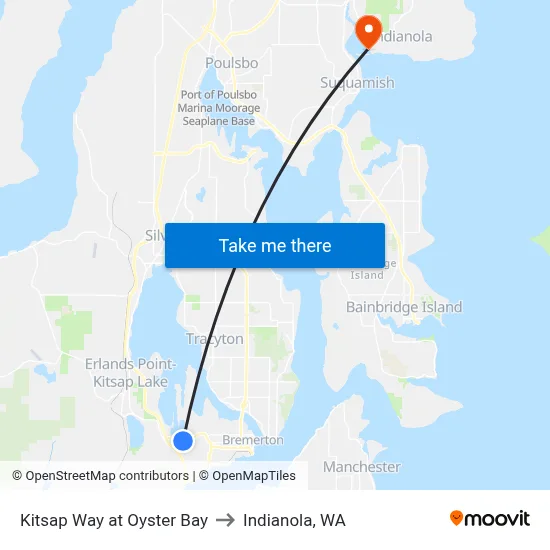 Kitsap Way at Oyster Bay to Indianola, WA map