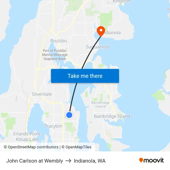 John Carlson at Wembly to Indianola, WA map