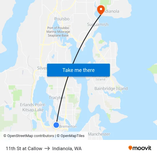 11th St at Callow to Indianola, WA map